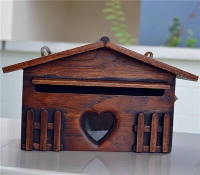 Thailand solid wood letter box villa wall-mounted retro home letter box post letter suggestion box Rainproof: S