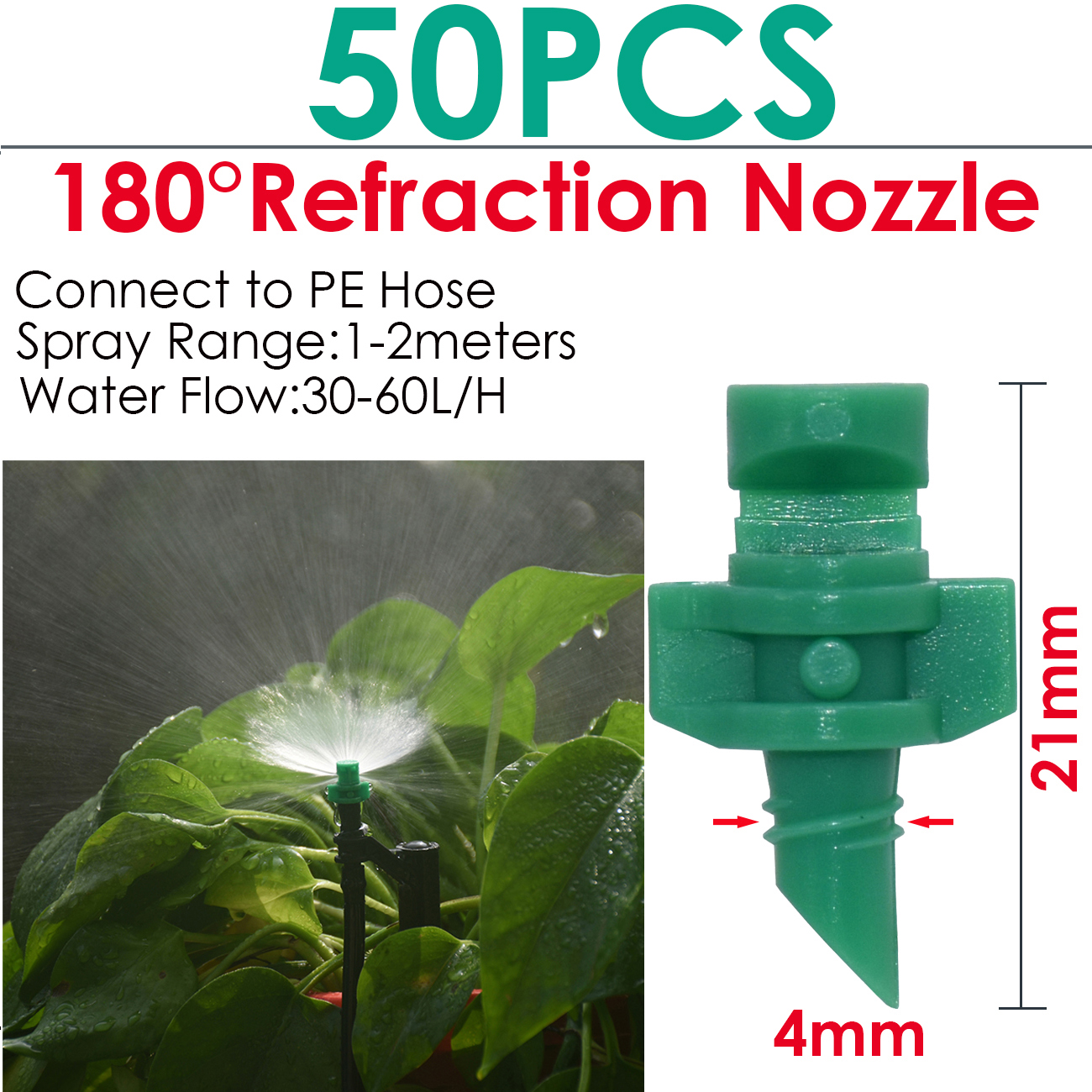 Sprycle Tuin 1/4 ''Gieter Sprinkler Druppelaar Druppelaar Irrigatie Kas Verstelbare Nevel Emitters Micro Spray Roterende Mondstuk: Donkergrijs