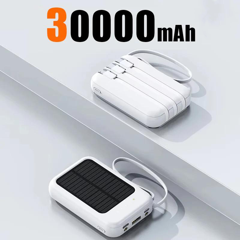 Solar--powerbank 50000 mah, hohe kapazität, ccc-zertifiziert, integrierte kabel, solarladegerät, 2 usb-anschlüsse, externes ladegerät, powerbank-LED, 2026 neue: verrotten