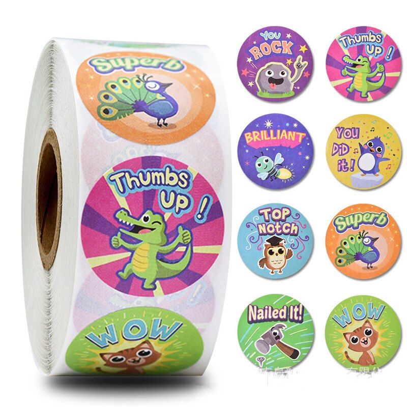 500 Pcs Beloning Stickers Voor Kids Leuke Cartoon Klaslokaal Motivatie Sticker Voor Jongens Meisjes