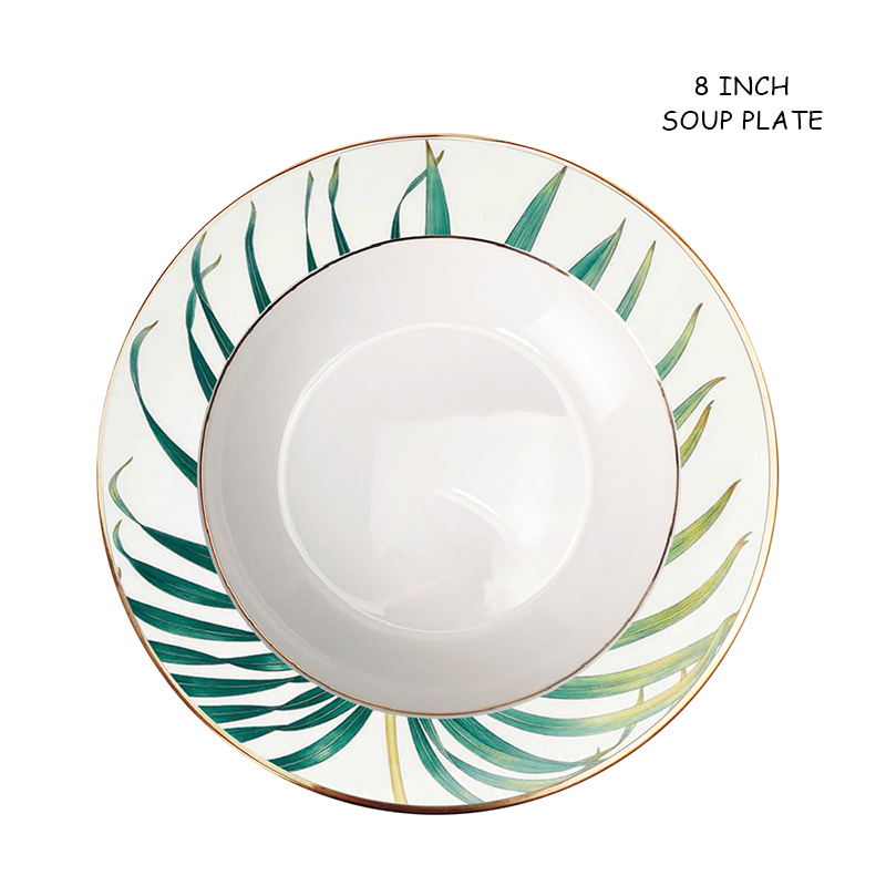 Bone China Ronde Plaat Creatieve Bos Dessert Serie Set Bladeren, Bloemen, restaurant En Thuisgebruik Koffie Set En Kom: D