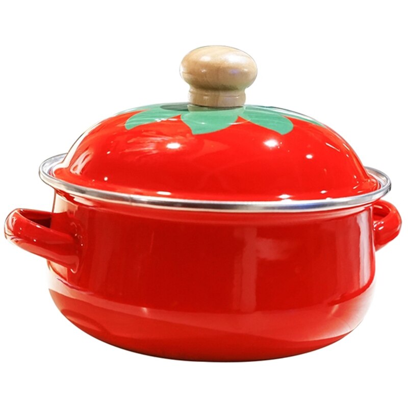 18cm 1.5L Tomaten Emaille Suppe Topf Suppentopf Mini Topf Milch Ei Nudeln Kochen Pfanne für Induktion Herde Gas Herde