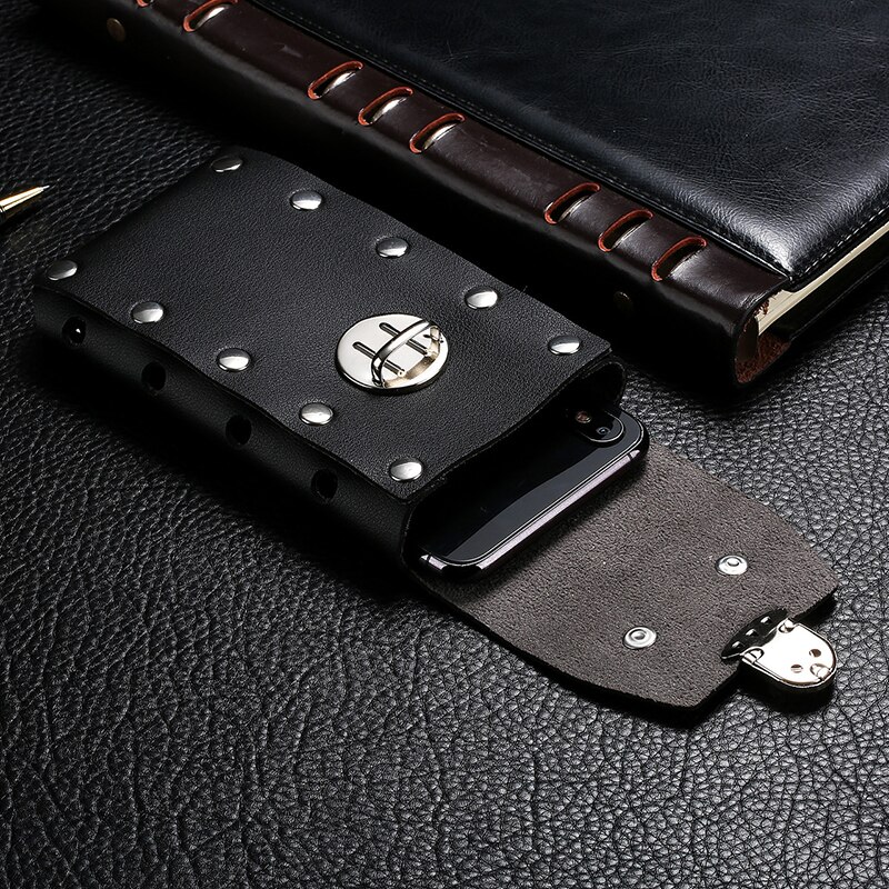 Universal Phone Pouch For iPhone X 10 8 7 6 6S Plus Xr Xs Max Bag Belt Clip Holster Leather Case With Card Cell Phone Purse