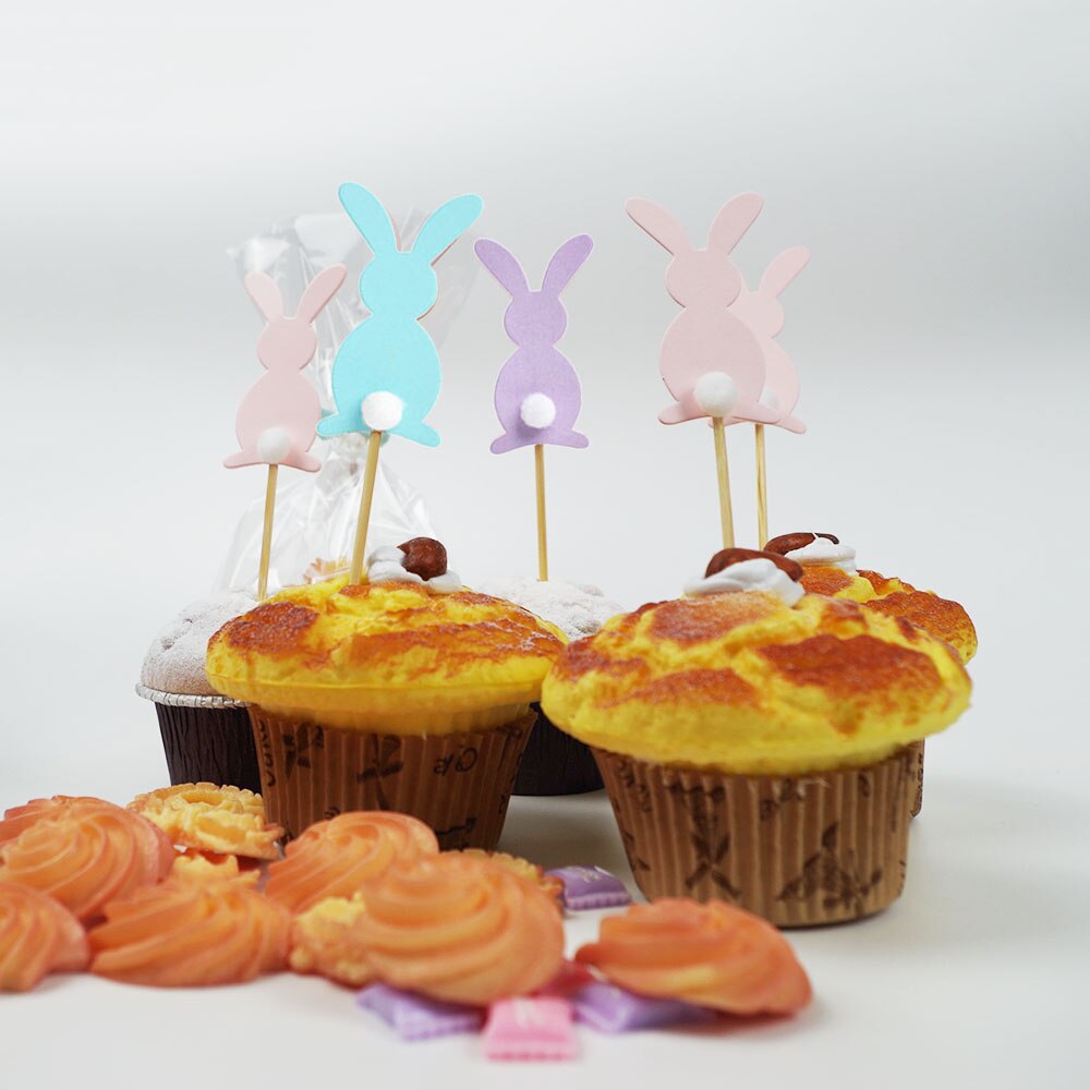 5Pcs Easter Cake Decorating Bunny Cake Insert Card Cupcake Decoration Party Insert Card Party Decoration Supplies