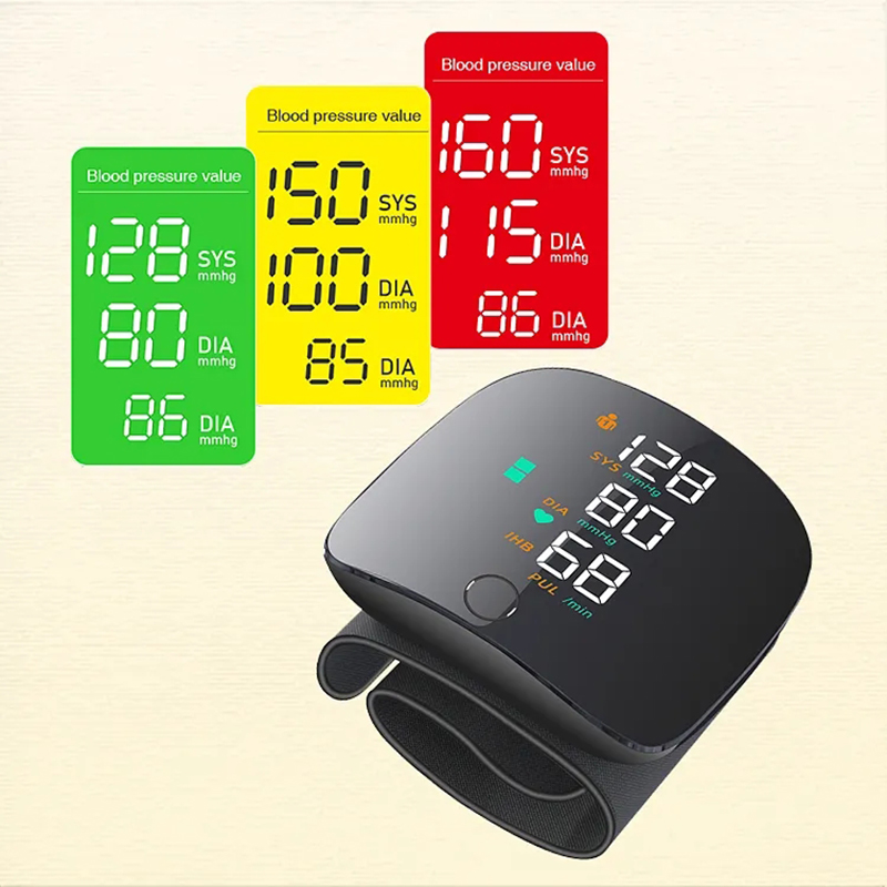 Bärbar led-handledsblodtrycksmätare med engelsk röst, bärbar uppladdningsbar digital tonometer, blodtrycksmätare med blodtrycksmätare