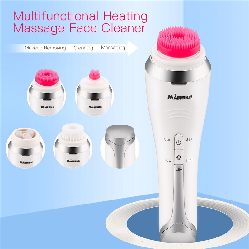 5 in 1 elektrische gezichtsreinigingsborstel roller massager met verwarmingsfunctie diepe reiniging make-up mee-eter verwijderaar gezichtsborstel 48