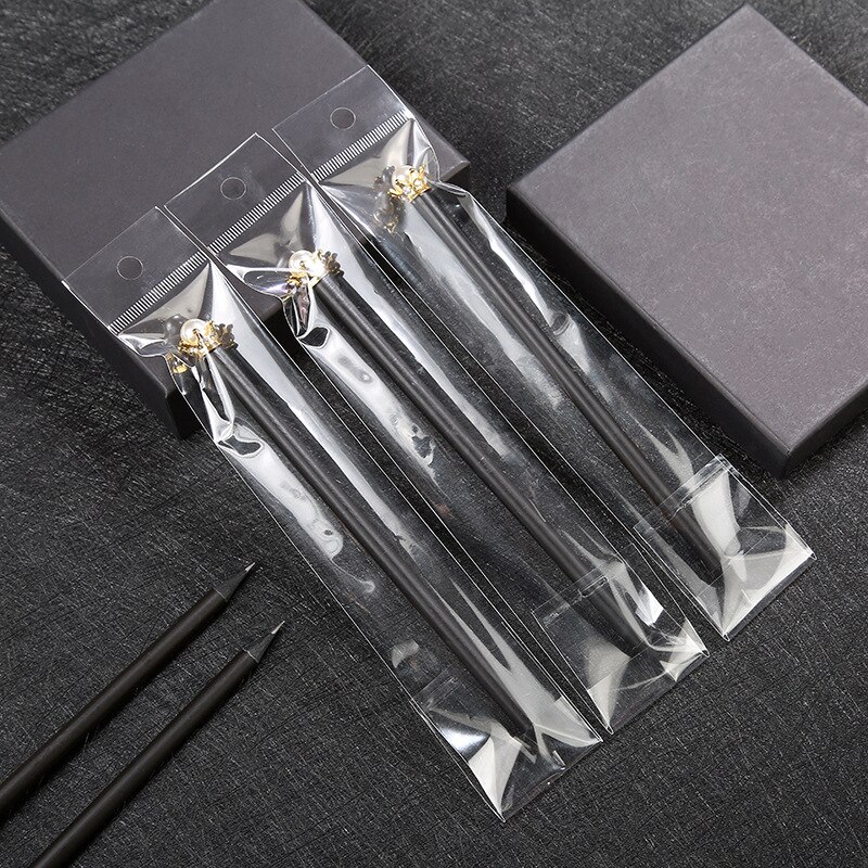 20pcs kawaii black wooden pencil lot pearl crown pencil for school office writing supplies korean HB standard pencil