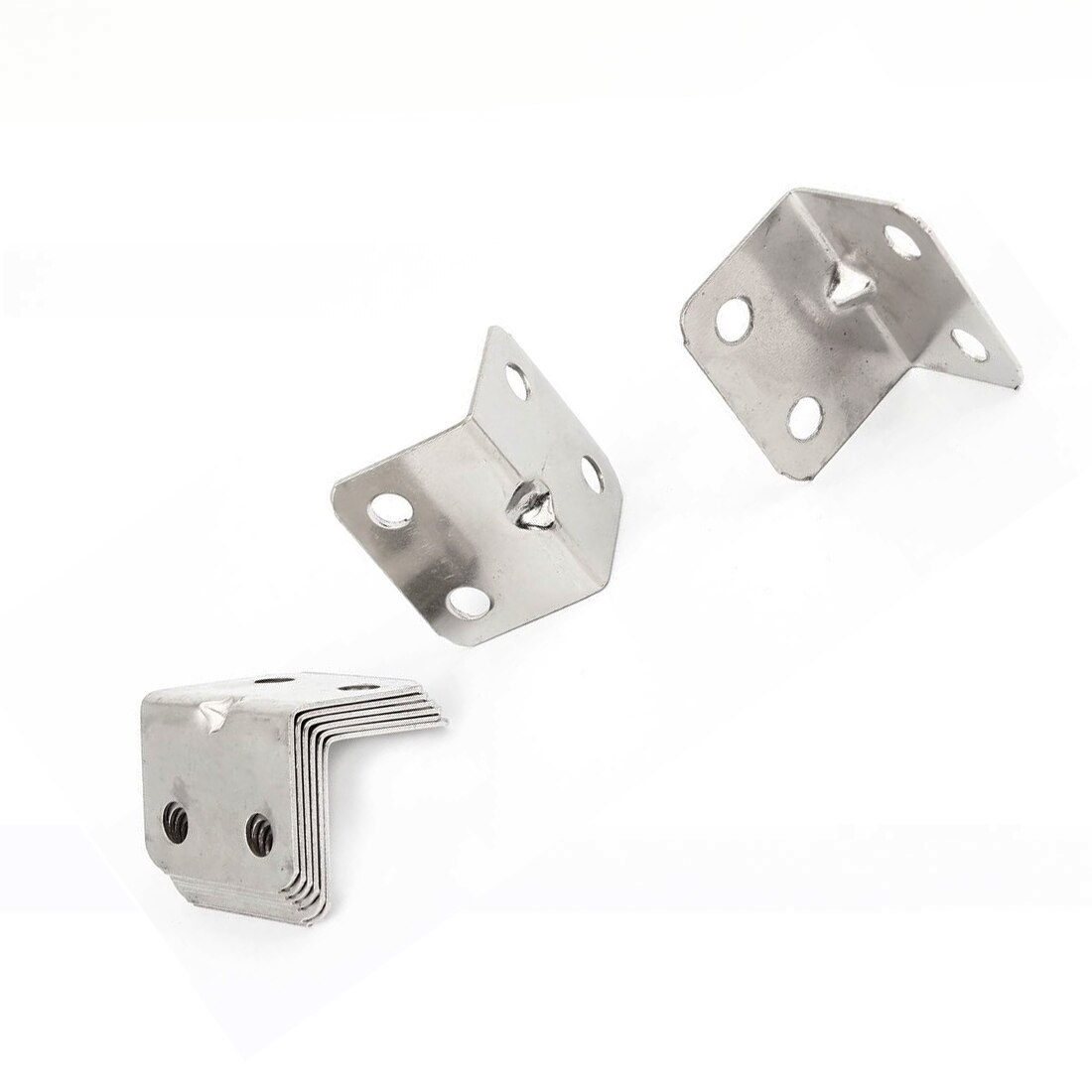 Stainless Steel Corner Braces Angle Brackets Silver Tone 8PCS