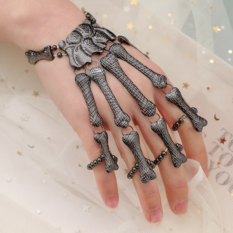 Halloween Armbinde Für Frauen gotisch Punk Hand Schädel Skelett Elastizität Einstellbar Armbinde Armreifen Femme Party Zubehör