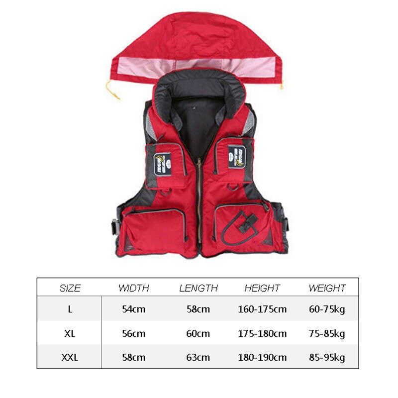 Life Jacket Fishing Swimming Outdoor Life Vest Boating for Adult Man Water Sport Vest Drifting Life Jacket Sailing Bearing 110KG: red / L