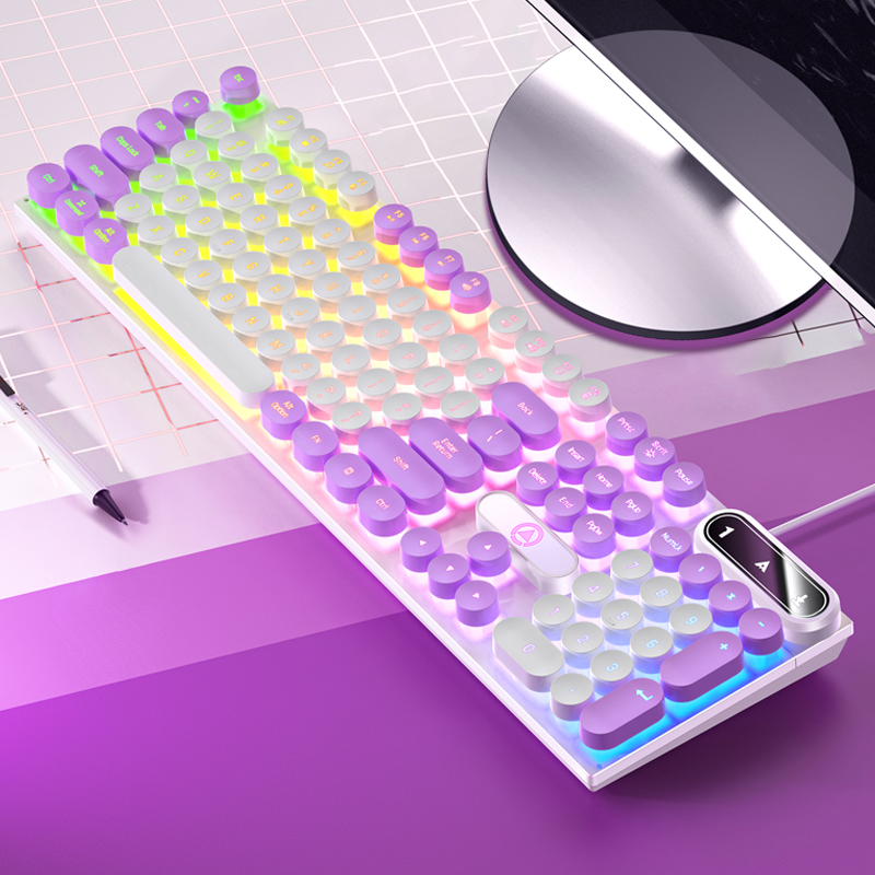 Teclado de oficina con cable USB USB, escritura silenciosa, ergonómico para computadora doméstica/negocios/de escritorio, Compatible con PC/portátil: MARRÓN