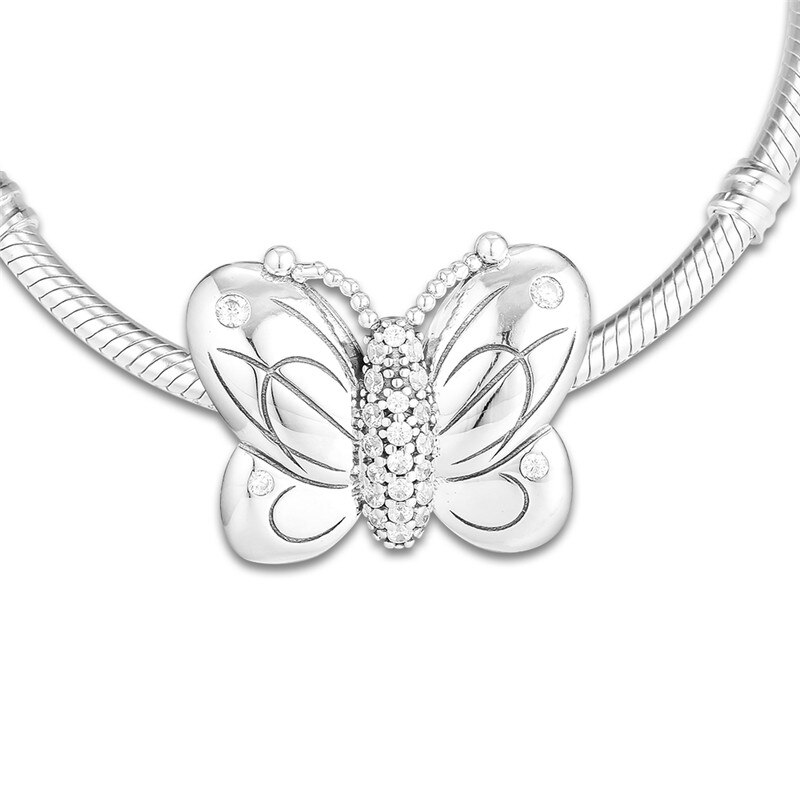Decorative Butterfly Bead Silver 925 Jewelry Charm Beads for Charms Bracelets Women Pave CZ DIY Beads for Jewelry Making