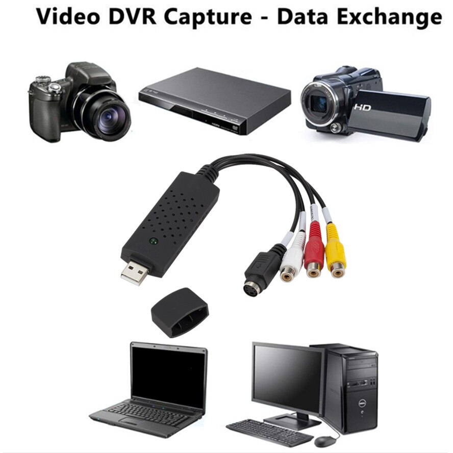VHS to Digital Converter USB 2.0 Video Converter Audio Capture Card VHS Box VHS VCR TV to Digital Converter Support Win 10/7/8