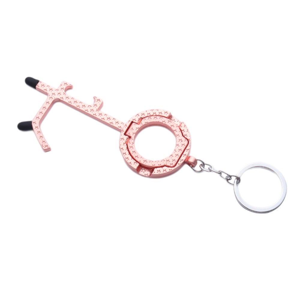 No-Touch Deuropener Lift Knop Contactloze Veiligheid Deur Opener Draagbare Key Bier Trigger Opening Deur: rose gold