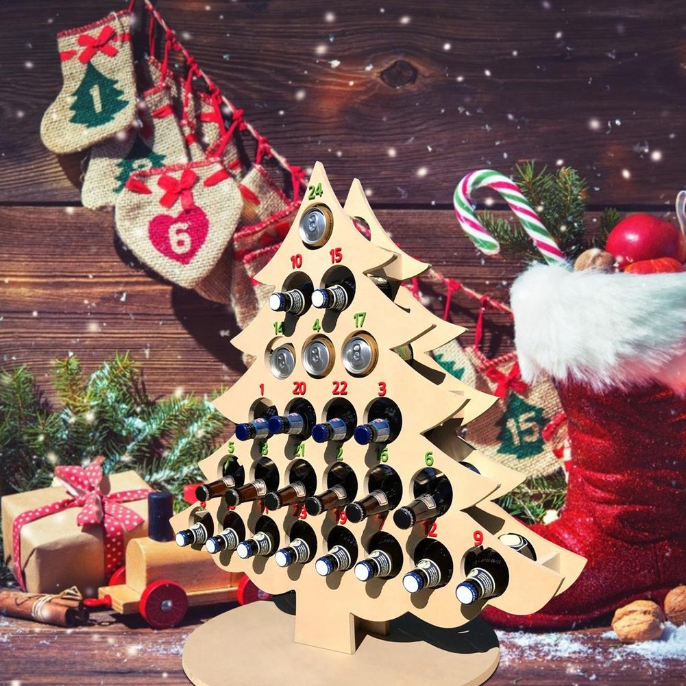 Wine Bottle Holder - Christmas Tree Advent Calendar - Wine Bottle Rack Wood - Wooden Christmas Advent Countdown Calendar Christm