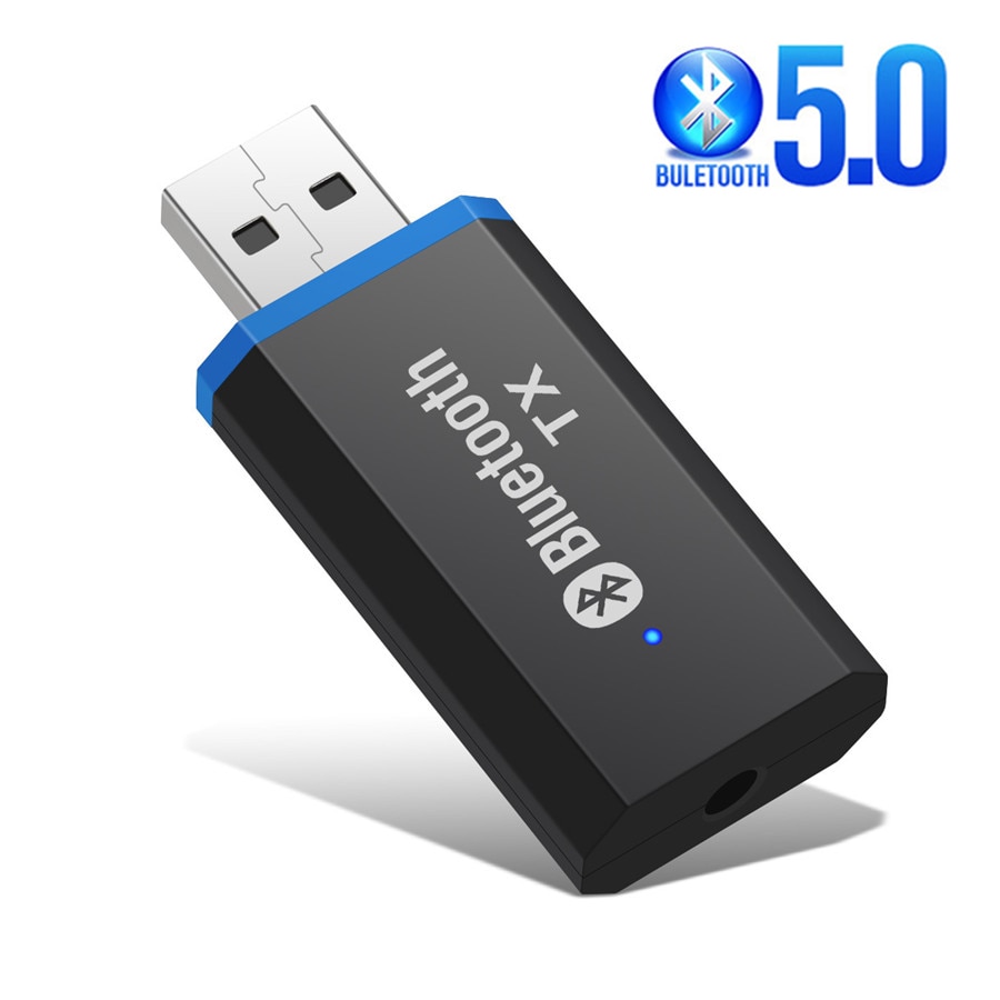Bluetooth 5.0 +  edr lydsender til tv pc driverfri usb lyd dongle avsender 3.5mm jack aux stereo trådløs adapter