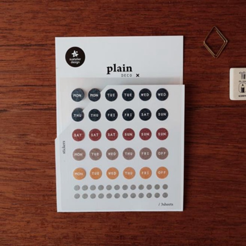 Suatelier Month Week Day Label Stickers Scrapbooking Material Diary Decorative Journaling Sticker Korea Stationery Supplies