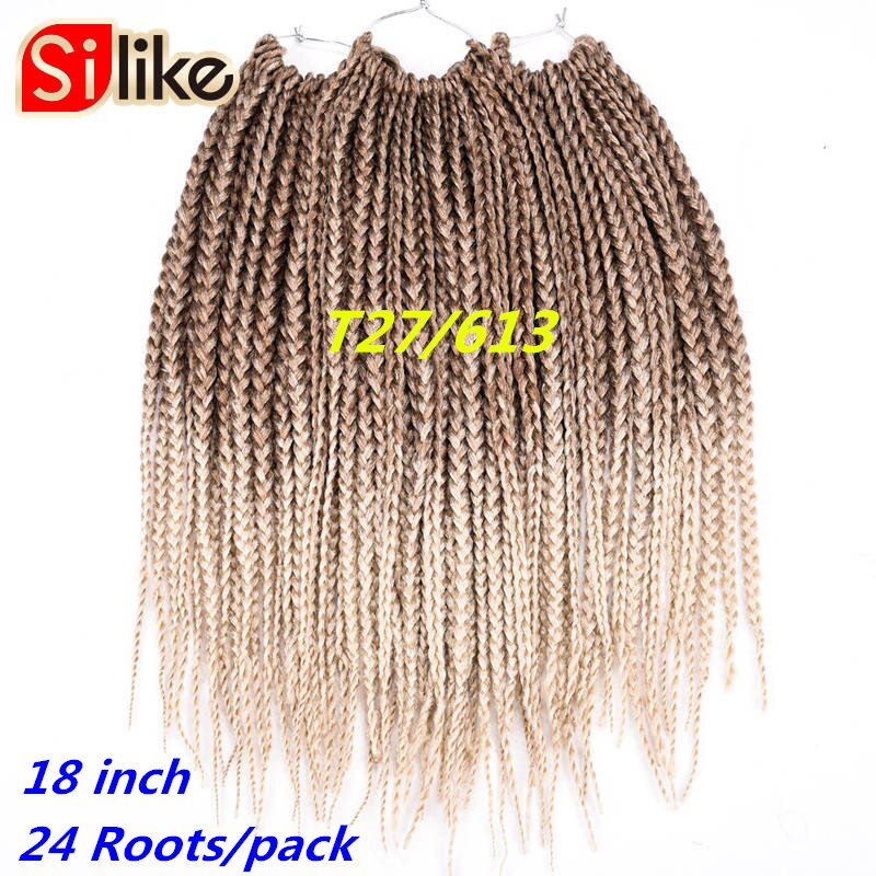 Ombre Grey 18 Inch Synthtic Micro Crochet Box Braids Hair Extension 24 Roots hair Braiding for Black Women