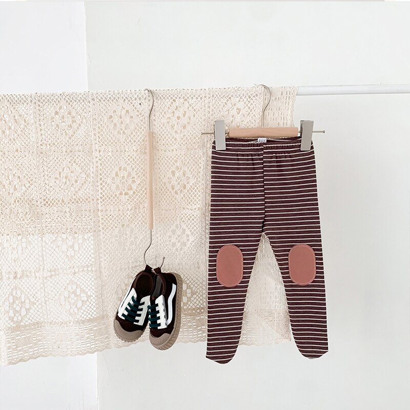 Neue Frühjahr und Herbst Baby Gamaschen Gestreiften Gamaschen Gamaschen Knie schleichend Gamaschen Komfortable Koreanische Weibliche Baby Jungen Hosen: Braun / 12-18M