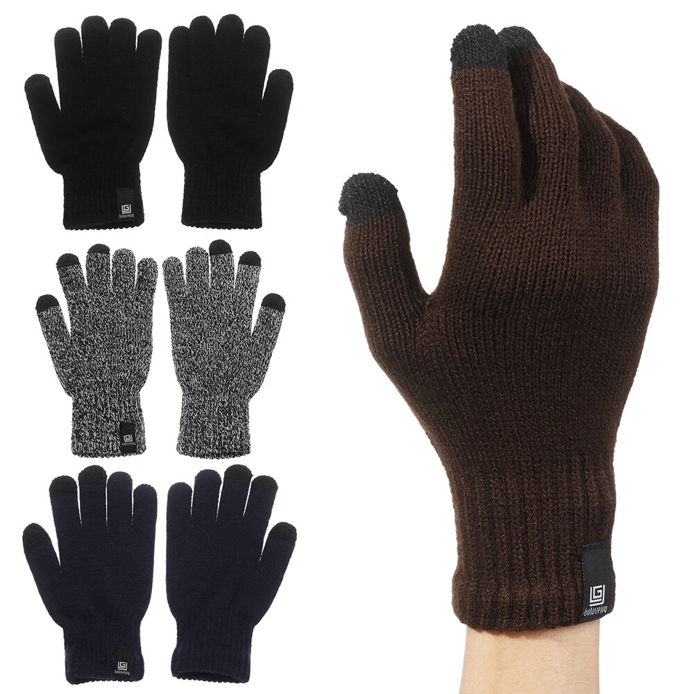 Winter Gebreide Wol Touchscreen Handschoenen Mannen Vrouwen Warm Korte Pluche Voering Volledige Vinger Wanten Outdoor Sport Handschoenen