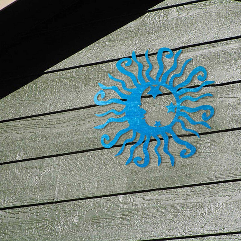 Solar Moon Metal Wall Art Steel Outdoor Decor Active Metal Reflective Wall - Fairy Garden Art Backyard Art