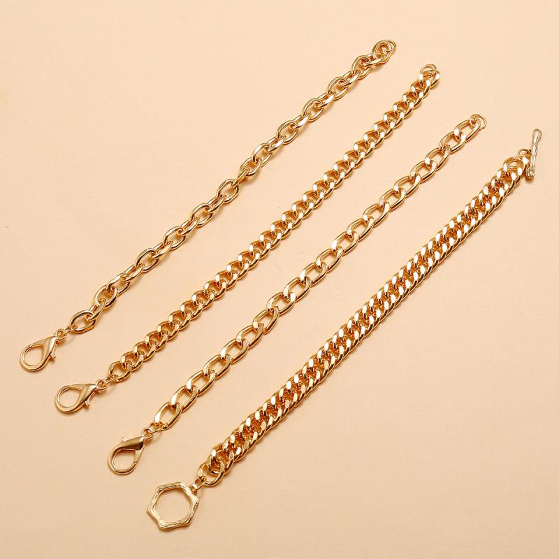 Heavy Metal Texture Punk Gold Bracelet Exaggerated Chain 4 Bracelet Simple Twisted Chain Bracelets Jewelry: Default Title