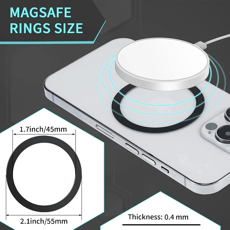10-1 szt. Samoprzylepny metalowy pierścień arkusz żelaza naklejka na etui na iPhone'a Apple Magsafe magnetyczny pierścień do ładowania bezprzewodowego dla IPhone 15