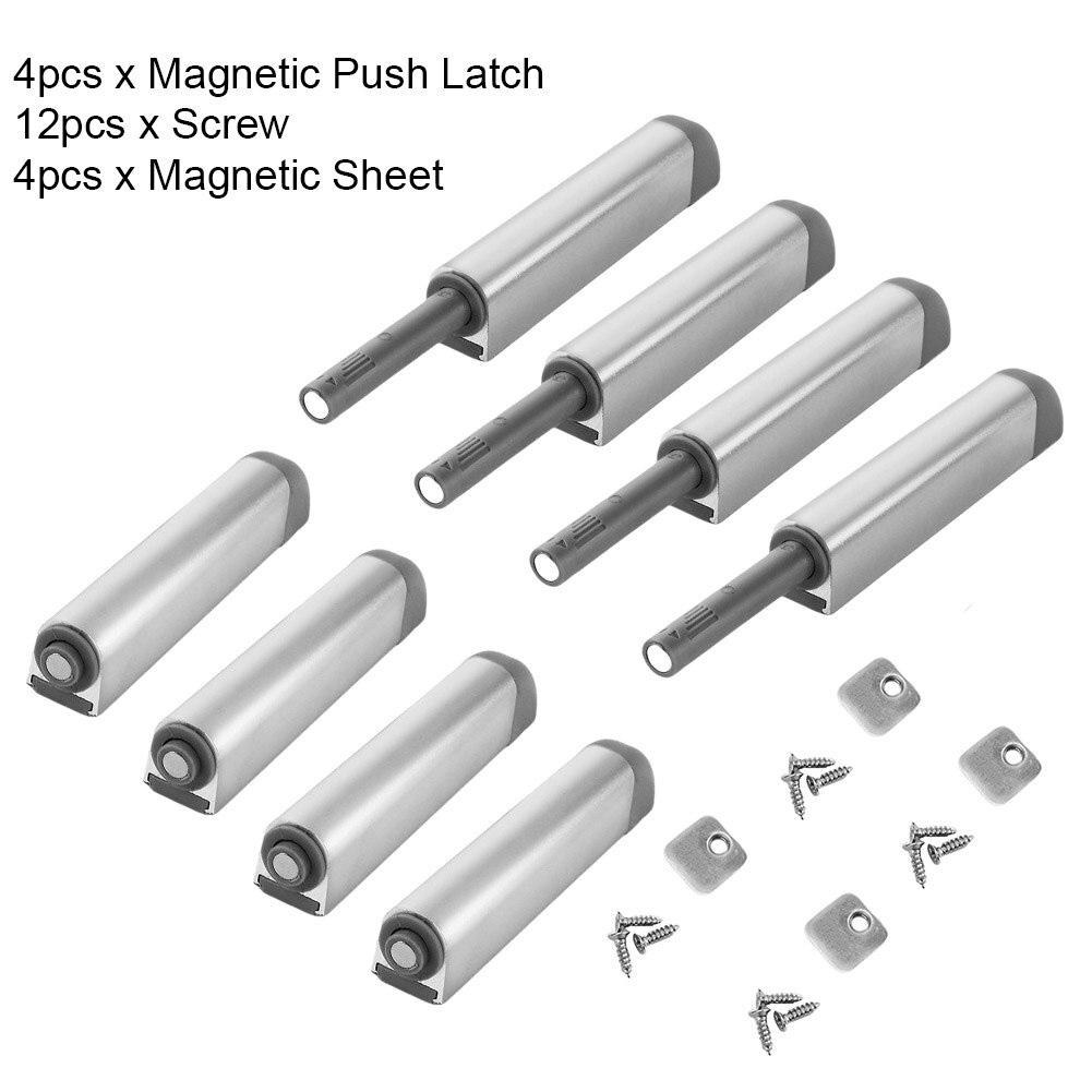 4pcs Quick Door Catch Rustproof Heavy Duty For Cabinet Strong Press To Open Drawer Hardware Magnetic Push Latch Cupboard Kitchen