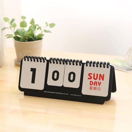 Mini Coil Desktop Calendar DIY Page Turning Perpetual Calendar Office Supplies Agenda Organizer Daily Schedule Planner: Black