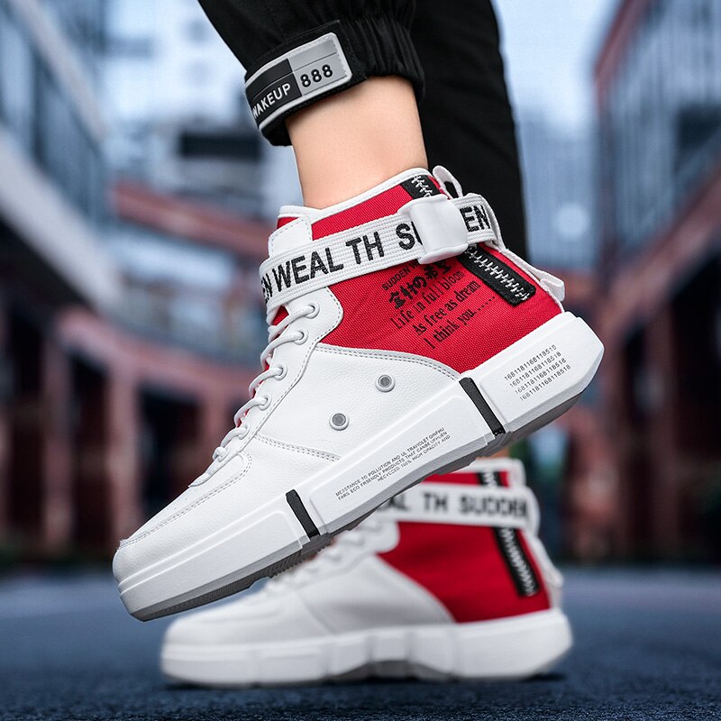 Herenschoenen winter heren casual schoenen hoge canvas schoenen heren veterschoenen platte schoenen martin boots casual schoenen van niet-leer 43