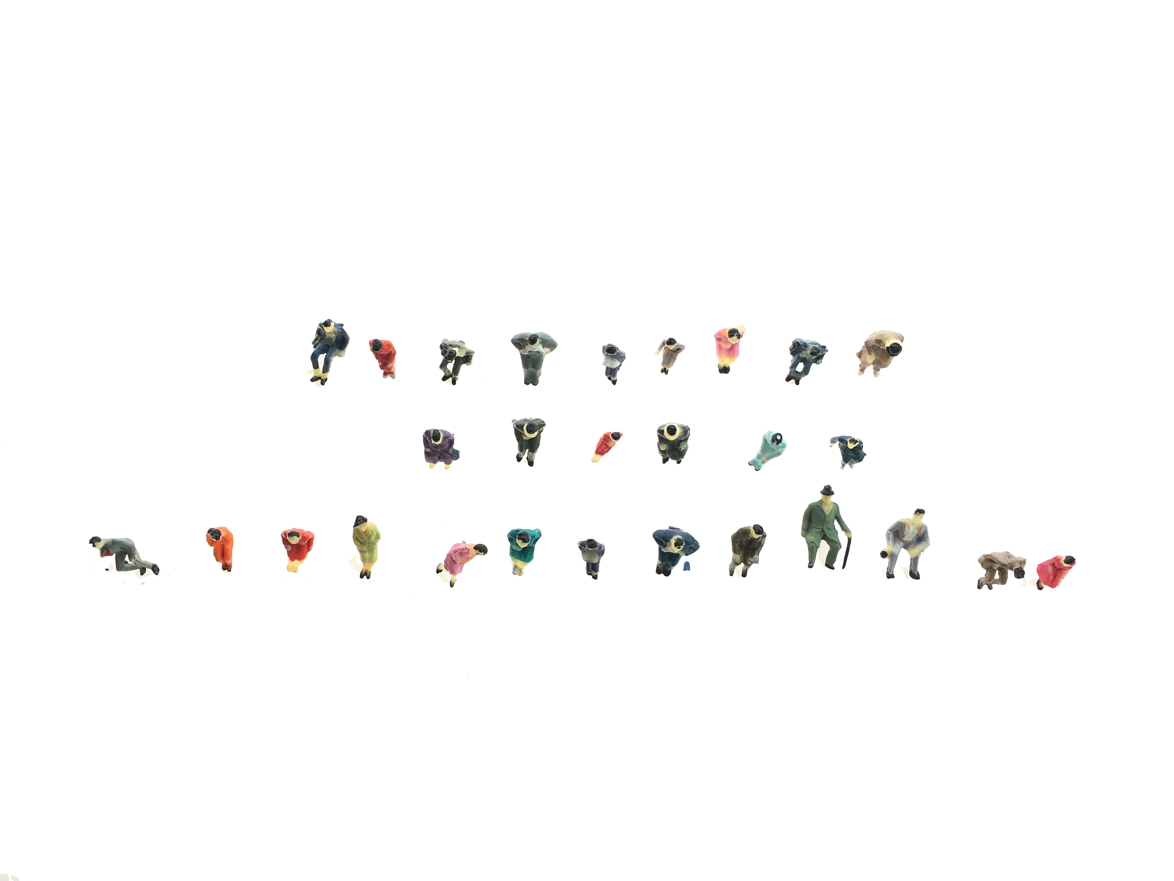 20 stk arkitektur 1:87 skala 1.3cm abs plast sittende fargefigurer til ho togoppsett