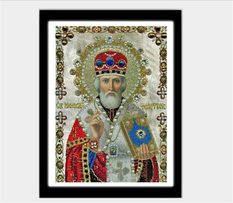 Pintura de diamante 5D DIY con icono religioso, decoración del hogar, bordado de diamantes, cuadro de diamantes de imitación cuadrado de estilo clásico: 4