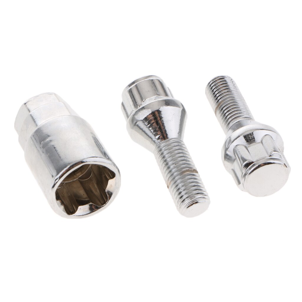 4 pieces M12X1.5 WHEEL LOCK Bolts Anti Theft Security + 1 KEY For Toyota, for Mitsubishi,