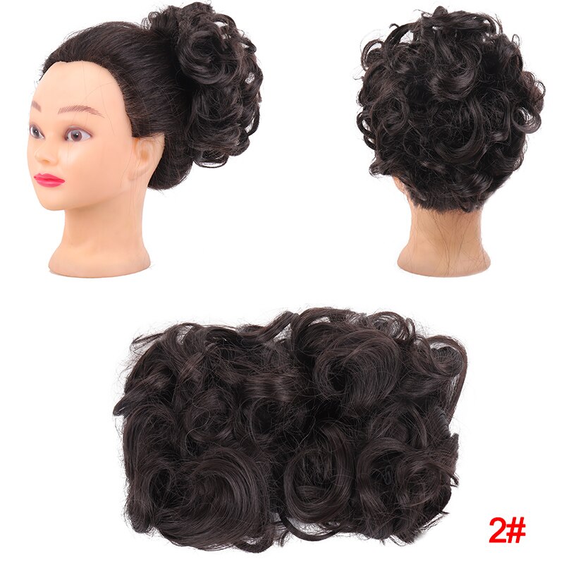 DIANQI synthetische haar elastische gummiband lockige chignon Netz mit zwei kunststoff kämme hochsteckfrisur abdeckung haar brötchen afro chignon für frauen: 2