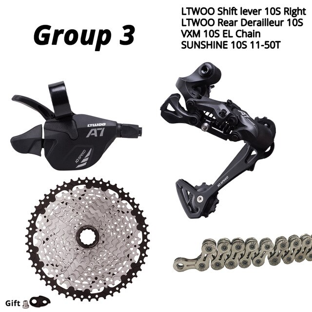 LTWOO A7 1X10S Groupset 10 speed shift lever derailleur SUNSHINE cassette 42T 46T 50T VXM Chain MOTSUV Chainring 32T 34T 36T 38T: no chainring 11-50T