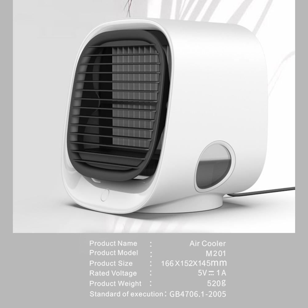 Mini ventilador de aire acondicionado portátil, purificador de escritorio, humidificador, ventilador enfriador de aire de escritorio USB con depósito de agua para habitación, hogar y oficina
