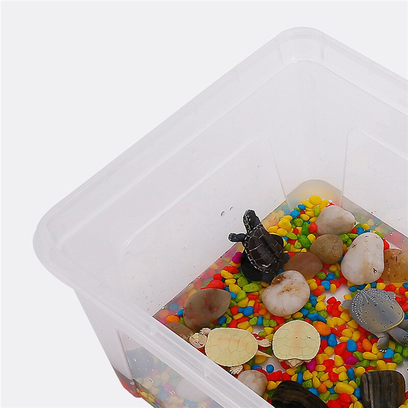 Plastic Transparent Fish Tank Large Capacity Aquarium Habitat Tub Insect Reptile Breeding Feeding Box Turtle Tank Platform S/M/L