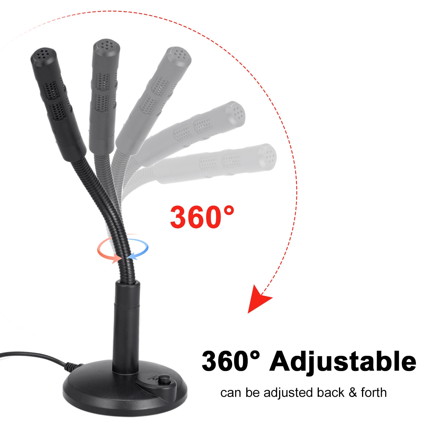 360° Adjustable USB Desktop Microphone Plug & Play Omnidirectional PC Laptop Computer Mic for Conference Call Voice Recording