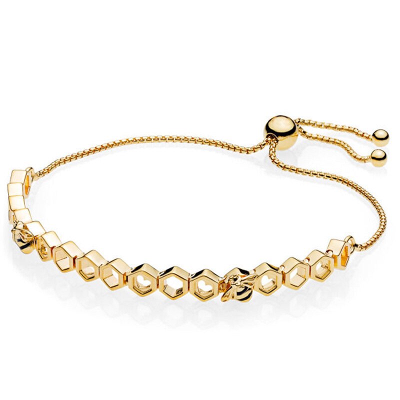 Honeybee Brilliant Bow Explosion Of Love Sliding Clasp Adjust Bracelet Fit Fine Snake Bangle 925 Sterling Silver Bead Charm: 6