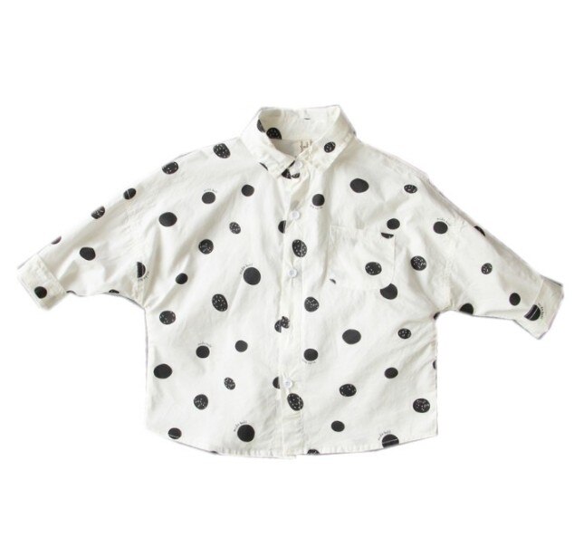 autumn 2-7Y style boys loose polka dot shirt kids long sleeve shirt 1pc boys spring autumn shirt: 6T