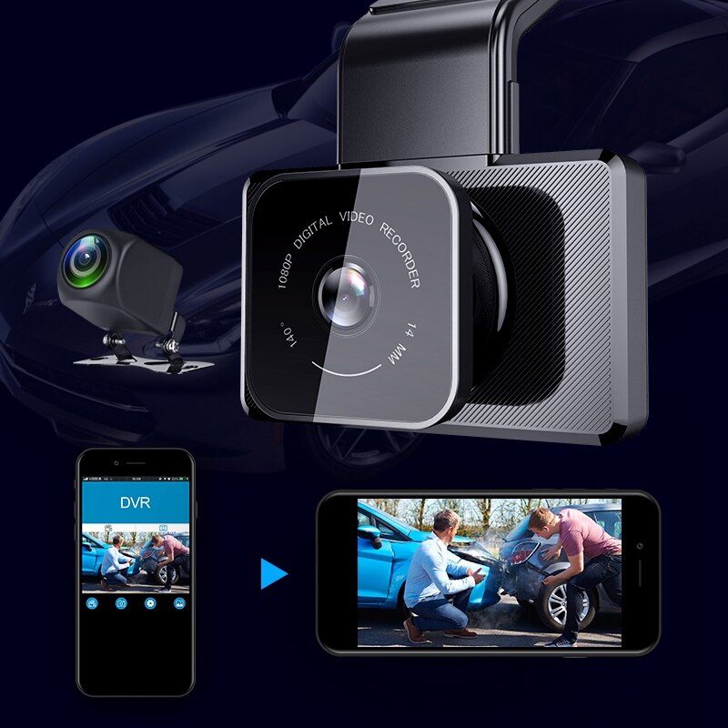 Bil dvr wifi hastighed gps dash cam dual lens video 1080p dash cam cycle optagelse night vision parkering monitor dash cam