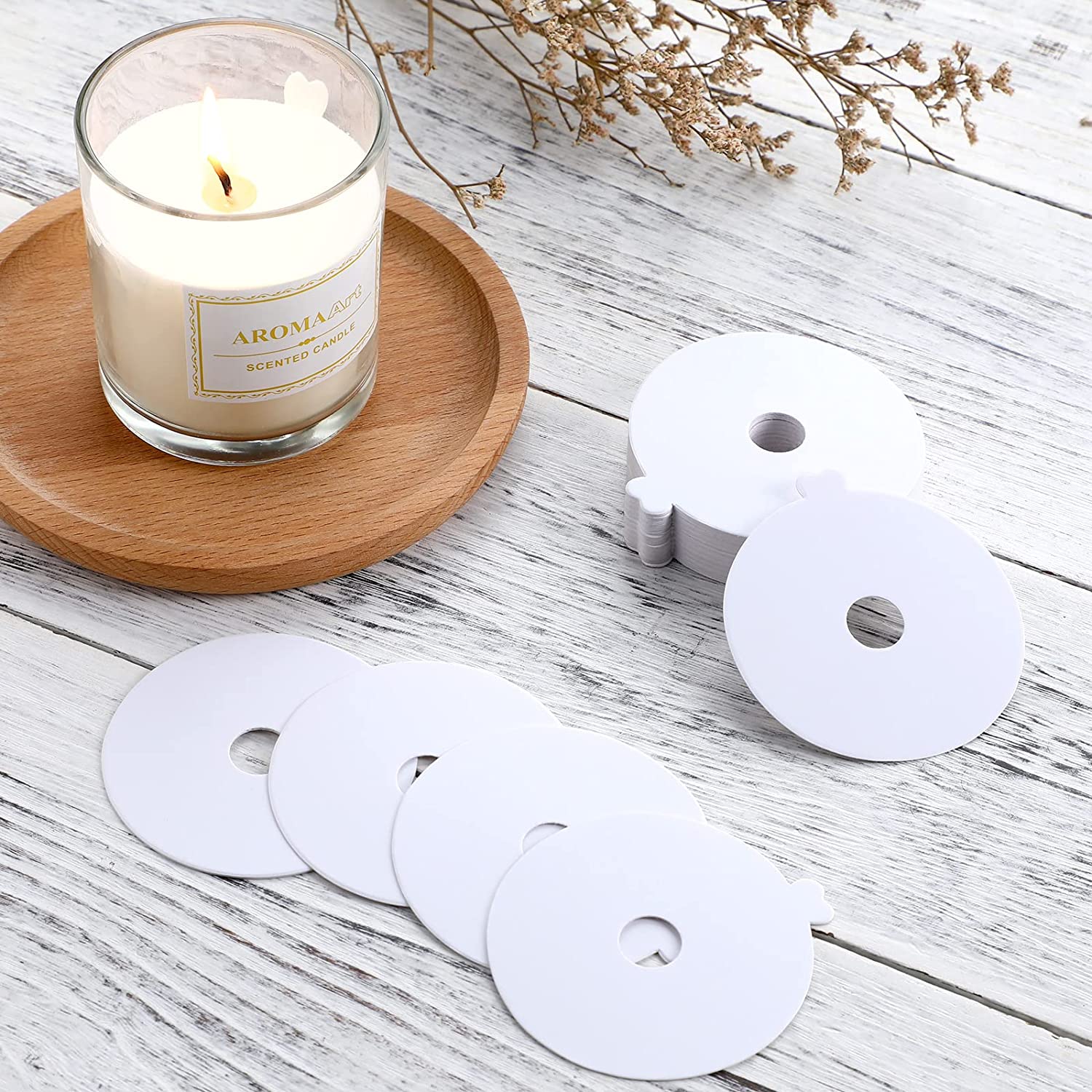 Cache-bougie anti-poussière jetable, 100 pièces, porte-bougie anti-goutte, papier blanc, couvercle à tirette pour artisanat, chandelle