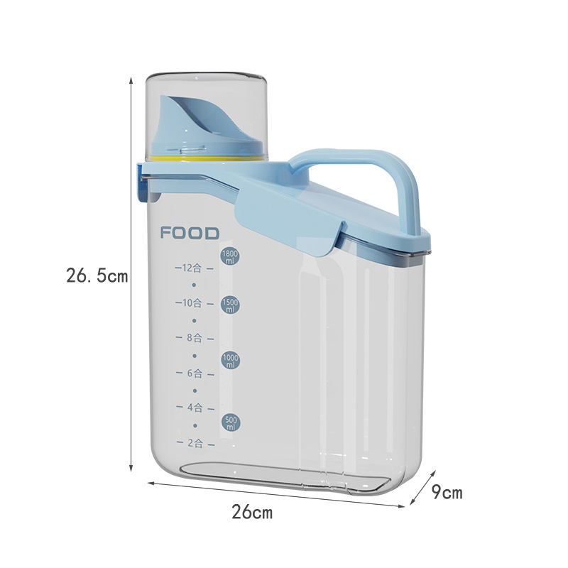 Récipients de stockage de céréales, grands récipients hermétiques de stockage de nourriture sèche avec bec verseur pour distributeur de céréales en vrac, récipient alimentaire: Bleu