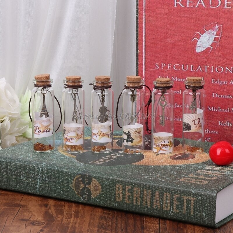 1pc lege, doorzichtige glazen flessen met gelukswensen en kurk als bedankje voor een feestje, 12 oktober