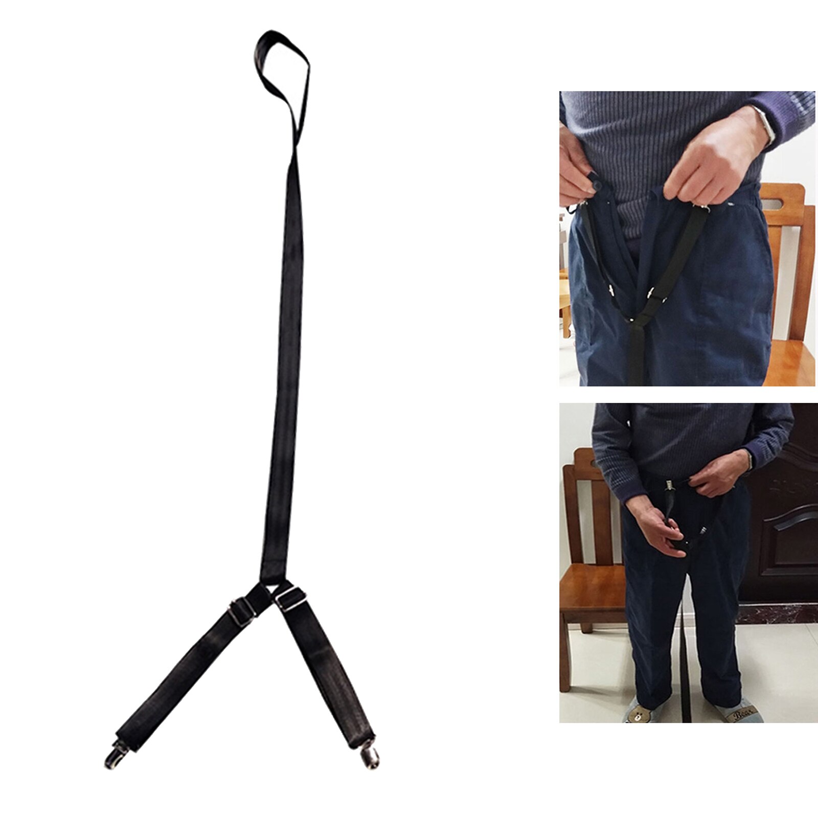 Makkelijk Te Plaatsen Clip En Pull Dressing Aid Band Broek Assist Aids Voor Ouderen Senioren Verstelbare 99-115Cm zwart