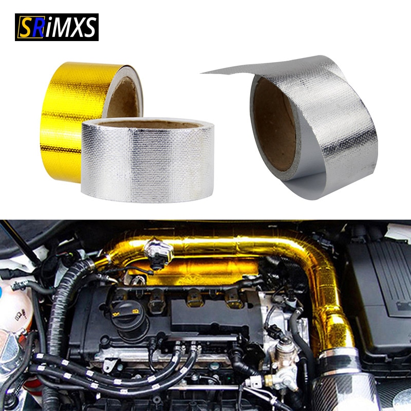 Brandvertragende Thermische Uitlaat Tape Luchtinlaat Warmte Isolatie Shield Wrap Reflecterende Warmte Barrière Zelfklevende Motor Voor Auto