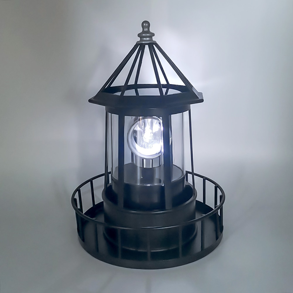 Multi-funcional farol solar led luz quintal cerca decoração sensor beacon rotativo ferramenta de iluminação jardim quintal lâmpada do gramado