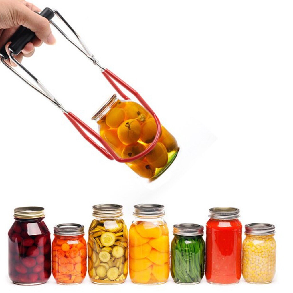 Stainless Steel Canning Jar Lifter Tongs, Can Gripper Clamp, Wide-Mouth with Rubber Grips, Long Handle, Anti-Slip