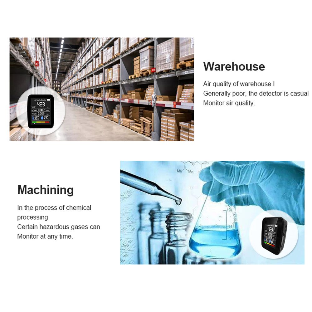 Luchtkwaliteit Detector CO2 Meter Met Kooldioxide Tvoc Formaldehyde Waarde Elektriciteit Hoeveelheid Temperatuur Vochtigheid Display