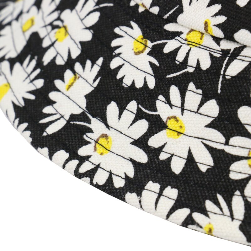 Rævmor udendørs vendbar sort blomster daisy mønster fisker hætter spand hatte til herre kvinder gorras sommer